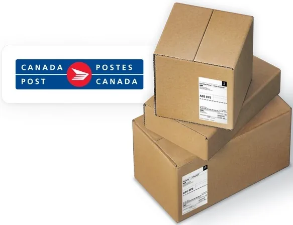 Canada Post prepaid shipping label and packages